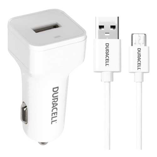 Автомобильная зарядка Duracell DR5032W белый + кабель microUSB 1м в Вианор