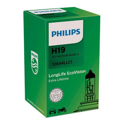 Лампа H19 12V 60/55W PU43t-3 C1 PHILIPS PHILIPS 12644LLC1 в Вианор